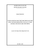 Áp dụng phương pháp trò chơi trong dạy học tiếng việt nhằm bồi dưỡng năng lực tự học cho học sinh trung học phổ thông 