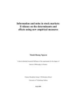 Thông tin và nhiễu trên thị trường chứng khoán bằng chứng về các yếu tố quyết định và tác động sử dụng các thước đo thực nghiệm mới 