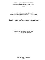 VẤN ĐỀ PHÁT TRIỂN NGÀNH TRỒNG TRỌT