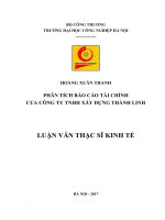 Luận văn thạc sỹ - Phân tích báo cáo tài chính của công ty TNHH Xây dựng Thành Linh
