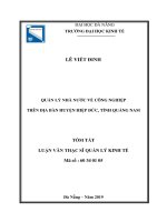 Quản lý Nhà nước về Công nghiệp tại huyện Hiệp Đức, tỉnh Quảng Nam