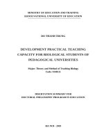 Phát triển năng lực dạy học thực hành cho sinh viên ngành sư phạm sinh các trường đại học tt tiếng anh 