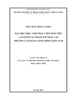 Dạy học Đọc Ghi nhạc cho sinh viên cao đẳng sư phạm âm nhạc tại trường Cao đẳng Cộng  đồng Kon Tum (Luận văn thạc sĩ)
