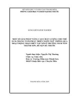 Một số giải pháp nâng cao chất lượng cho trẻ 24 36 tháng tuổi phát triển ngôn ngữ thông qua hoạt động nhận biết tập nói ở trường mầm non thành sơn 