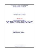 Một số kinh nghiệm sử dụng kĩ thuật đặt câu hỏi để nâng cao hiệu quả dạy và học môn khoa học ở lớp 5 