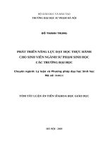 Phát triển năng lực dạy học thực hành cho sinh viên ngành sư phạm sinh các trường đại học tt 