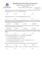 Đề kiểm tra giữa HK1 toán 11 năm 2019 – 2020 trường lương thế vinh – hà nội