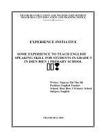 Some experiences to teach english speaking skill for students in grade 5 in điện biên 1 primary school  