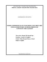 Some experiences in teaching vocabulary for elementary school through content the lesson 