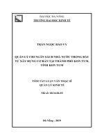 Quản lý chi ngân sách nhà nước trong đầu tư xây dựng cơ bản tại thành phố kon tum, tỉnh kon tum 