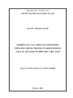 Nghiên cứu các nhân tố ảnh hưởng tới lòng trung thành của khách hàng tại các sân golf ở Miền Bắc Việt Nam