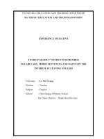 Một số giải pháp giúp học sinh lớp 3 ghi nhớ từ vựng, mẫu câu và duy trì hứng thú học tiếng anh 