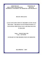Thực trạng thấm nhiễm chì ở trẻ em sống tại khu vực tiếp giáp nơi khai khoáng   kết quả can thiệp tại hai điểm nghiên cứu ở bắc kạn và thái nguyên năm 2016 2018 tt tiếng anh 