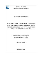 Hoàn thiện công tác kiểm soát rủi ro tín dụng trong cho vay cá nhân kinh doanh tại ngân hàng TMCP đầu tư và phát triển việt nam chi nhánh ban mê 