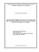 Một số kinh nghiệm giáo dục kĩ năng sống cho HS lớp 1g thông qua công tác chủ nhiệm ở trường tiểu học lý tự trọng 