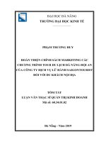 Hoàn thiện chính sách marketing cho các chương trình tour du lịch đà nẵng   hội an của công ty dịch vụ lữ hành saigontourist đối với du khách nội địa   
