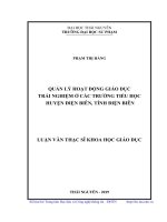 Quản lý hoạt động giáo dục trải nghiệm ở các trường tiểu học huyện điện biên, tỉnh điện biên 