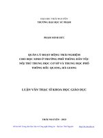 Quản lý hoạt động trải nghiệm cho học sinh ở trường phổ thông dân tộc nội trú trung học cơ sở và trung học phổ thông bắc quang, hà giang 