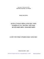 Quản lý hoạt động giáo dục trải nghiệm ở các trường tiểu học huyện điện biên, tỉnh điện biên 