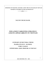 Chính sách tiền tệ lạm phát mục tiêu và khả năng áp dụng ở Việt Nam ttta