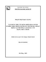 Vận dụng thẻ cân bằng điểm trong đánh giá thành quả hoạt động tại Trường Cao đẳng Y tế Đặng Thùy Trâm