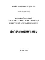 Luận văn thạc sỹ - Hoàn thiện quản lý chi Ngân sách nhà nước cấp huyên tại huyện Đô Lương, tỉnh Nghệ An