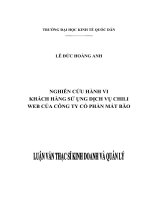 LUẬN VĂN THẠC SỸ - NGHIÊN CỨU HÀNH VI  KHÁCH HÀNG SỬ ỤNG DỊCH VỤ CHILI WEB CỦA CÔNG TY CỔ PHẦN MẮT BÃO