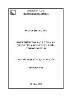 Hoàn thiện công tác kế toán tại Trung tâm Y tế huyện Tư Nghĩa, tỉnh Quảng Ngãi