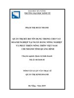 Quản trị rủi ro tín dụng trong cho vay doanh nghiệp tại ngân hàng nông nghiệp và phát triển nông thôn việt nam – chi nhánh tỉnh quảng bình 