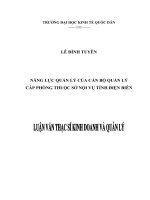 Luận văn thạc sỹ - Năng lực quản lý của cán bộ quản lý cấp Phòng thuộc Sở Nội vụ tỉnh Điện Biên