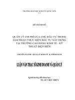 Luận văn thạc sỹ - Quản lý chi phí của chủ đầu tư trong giai đoạn thực hiện đầu tư xây dựng tại Trường Cao đẳng Kinh tế - Kỹ thuật Điện Biên