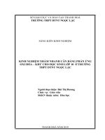 Kinh nghiệm nhẩm nhanh cân bằng phản ứng oxi hóa – khử cho học sinh lớp 10 ở trường THPT DTNT ngọc lặc 