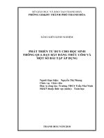 Phát triển tư duy cho học sinh thông qua dạy bđt côsi và một số bài tập áp dụng  