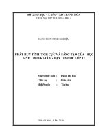 Phát huy tính tích cực và sáng tạo của học sinh trong giảng dạy tin học lớp 12 