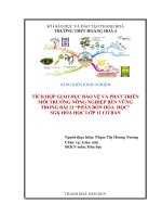 Tích hợp giáo dục bảo vệ và phát triển môi trường nông nghiệp bền vững trong bài 12 “phân bón hóa học” SGK hóa học lớp 11 cơ bản 