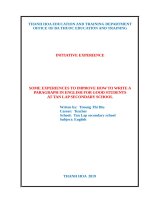 Some experiences to improve how to write a paragraph in english for good students at tan lap secondary school 