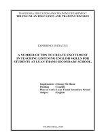 A number of tips to cause excitement in listening english skills for students at luan thanh secondary school  