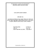 Vận dụng kỹ thuật dạy học tích cực để gây hứng thú cho học sinh nhằm nâng cao chất lượng trong giảng dạy công nghệ 11 