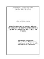 Một số kinh nghiệm giáo dục kỹ năng sống cho học sinh lớp chủ nhiệm trong việc phòng tránh xâm hại và quấy rối tình dục 