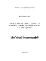 Luận văn thạc sỹ  Tổ chức thực thi chính sách đào tạo nghề cho lao động nông thôn trên địa bàn tỉnh Điện Biên