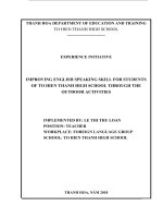 IMPROVING ENGLISH SPEAKING SKILL FOR STUDENTS OF TO HIEN THANH HIGH SCHOOL    