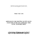 Luận văn thạc sỹ - Kiểm soát chi thường xuyên ngân sách nhà nước qua Kho bạc nhà nước tỉnh Điện Biên