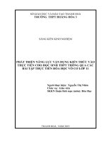 Phát triển năng lực vận dụng kiến thức vào thực tiễn cho học sinh THPT thông qua các bài tập thực tiễn hóa học vô cơ lớp 11 