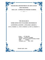 SOME EFFECTIVE TEACHING METHODS IN LISTENING LESSONS , ENGLISH 12 (BASIC ) UNIT 2  PERIOD 11, UNIT 4 PERIOD 25, UNIT 12 PERIOD 72 