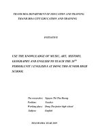 Use the knowleadge of music, art, history, geography and english to teach the 20th period,unit 3 english 8 at dong tho junior high school 