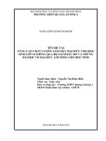 NÂNG CAO CHẤT LƯỢNG GIÁO dục đạo đức CHO học SINH lớp 10 THÔNG QUA bộ SÁCH bác hồ và NHỮNG bài học về đạo đức, lối SỐNG CHO học SINH 