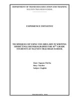 TECHNIQUES OF USING VOCABULARY IN WRITING SHORT ENGLISH PARAGRAPHS FOR THE 10TH STUDENTS AT NGUYEN TRAI HIGH SCHOOL 