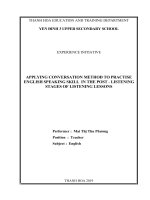 Applying conversation method to practise english speaking skill in the post   listening stages of listening lessons 