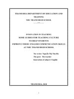 some guides for teaching culture to help students improve their communication skills at nhu thanh high school 