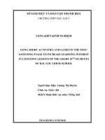 Using short activities and games in the post listening stage to increase learning interest in listening lessons of the grade 10th 